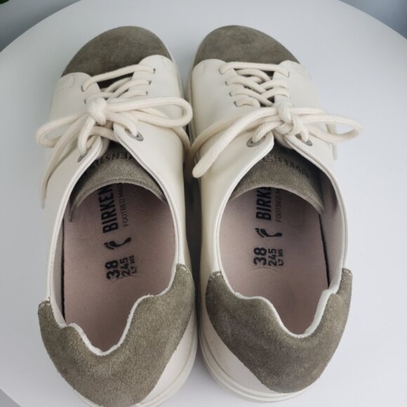 Birkenstock Bend Low Decon Pop Nubuck Leather Suede Taupe Eggshell NWOT sz 8 - Picture 4 of 13